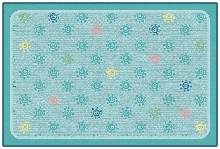 Sunshine Flowers Mixed Blue Classroom Rug