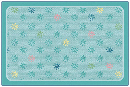 Sunshine Flowers Mixed Blue Classroom Rug