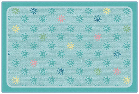 Sunshine Flowers Mixed Blue Classroom Rug