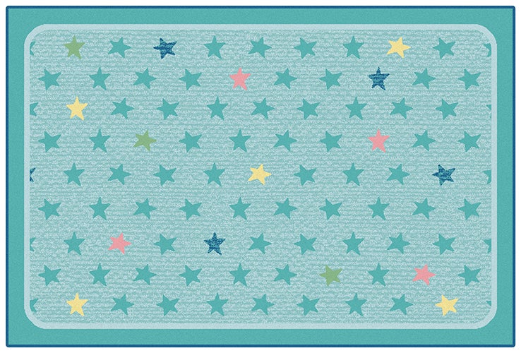 Super Stars Mixed Blue Classroom Rug