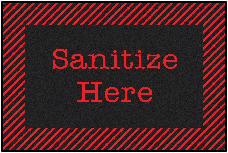 Red and Black Sanitize Classroom Rug