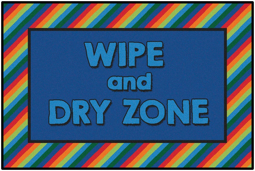Rainbow Striped Wipe and Dry Classroom Rug