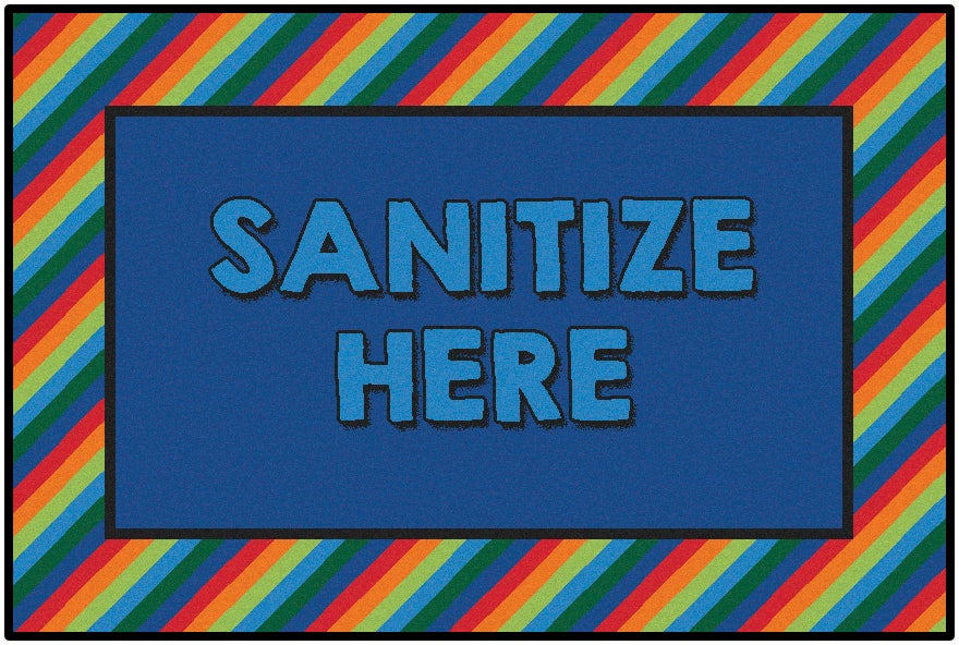 Rainbow Striped Sanitize Classroom Rug