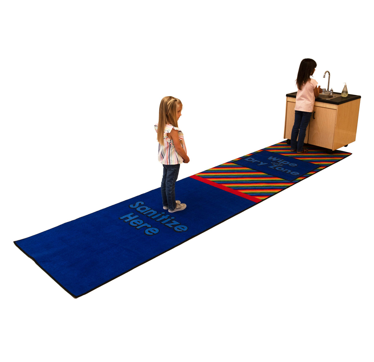 Rainbow Striped Sanitize Classroom Rug, view 8