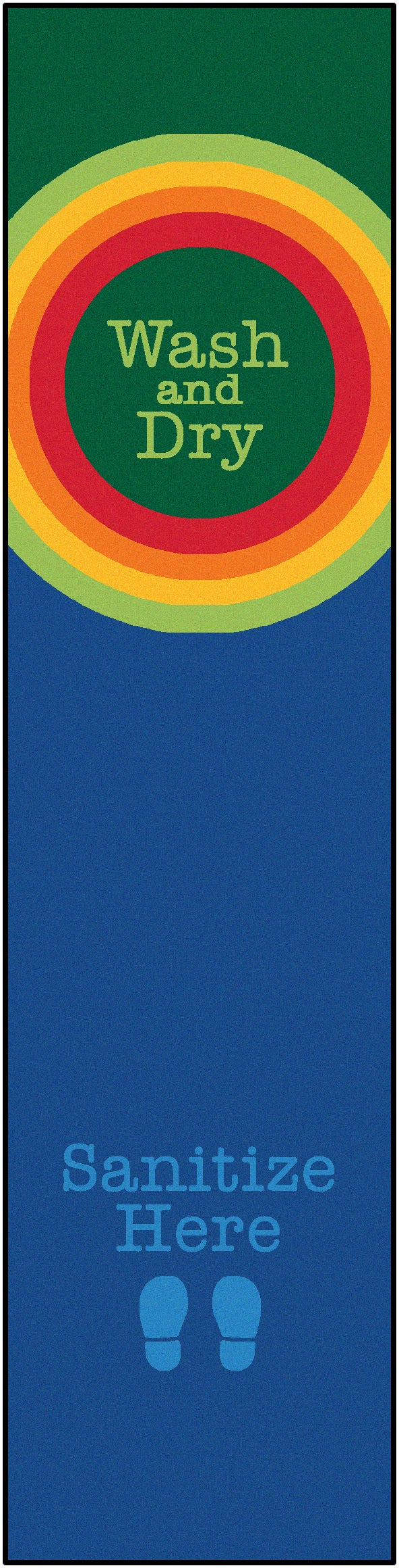 Rainbow Dot Sanitize Here Runner Classroom Rug