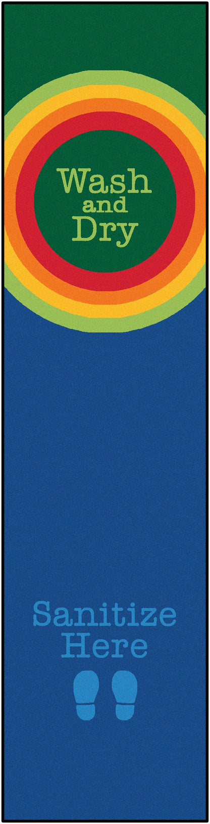 Rainbow Dot Sanitize Here Runner Classroom Rug