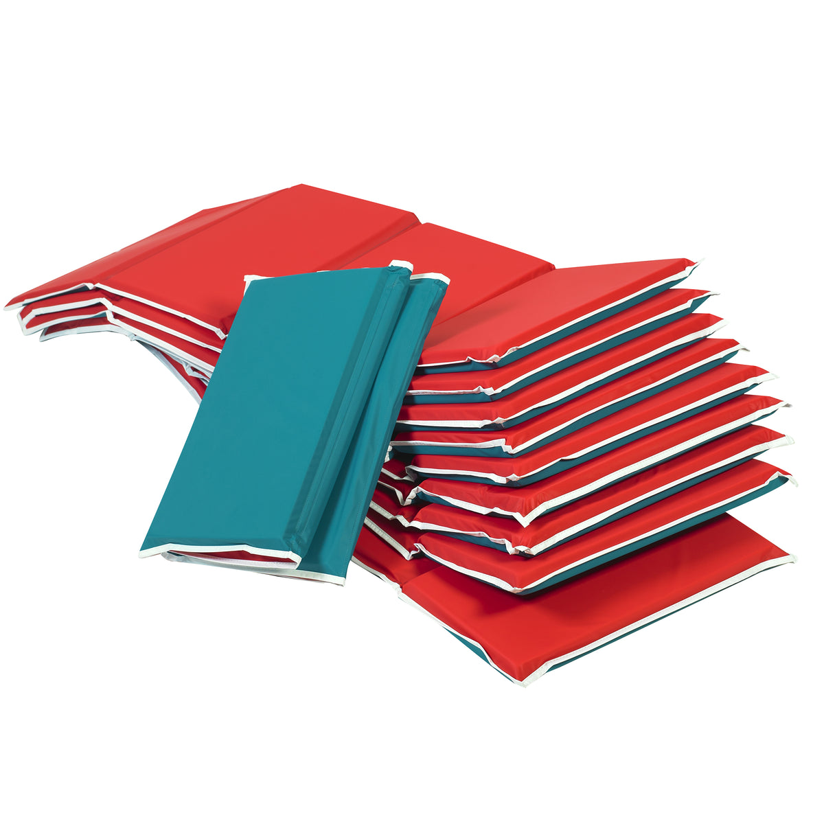 Folding Pillow Rest Mats, Set of 10 – Red/Green, view 7