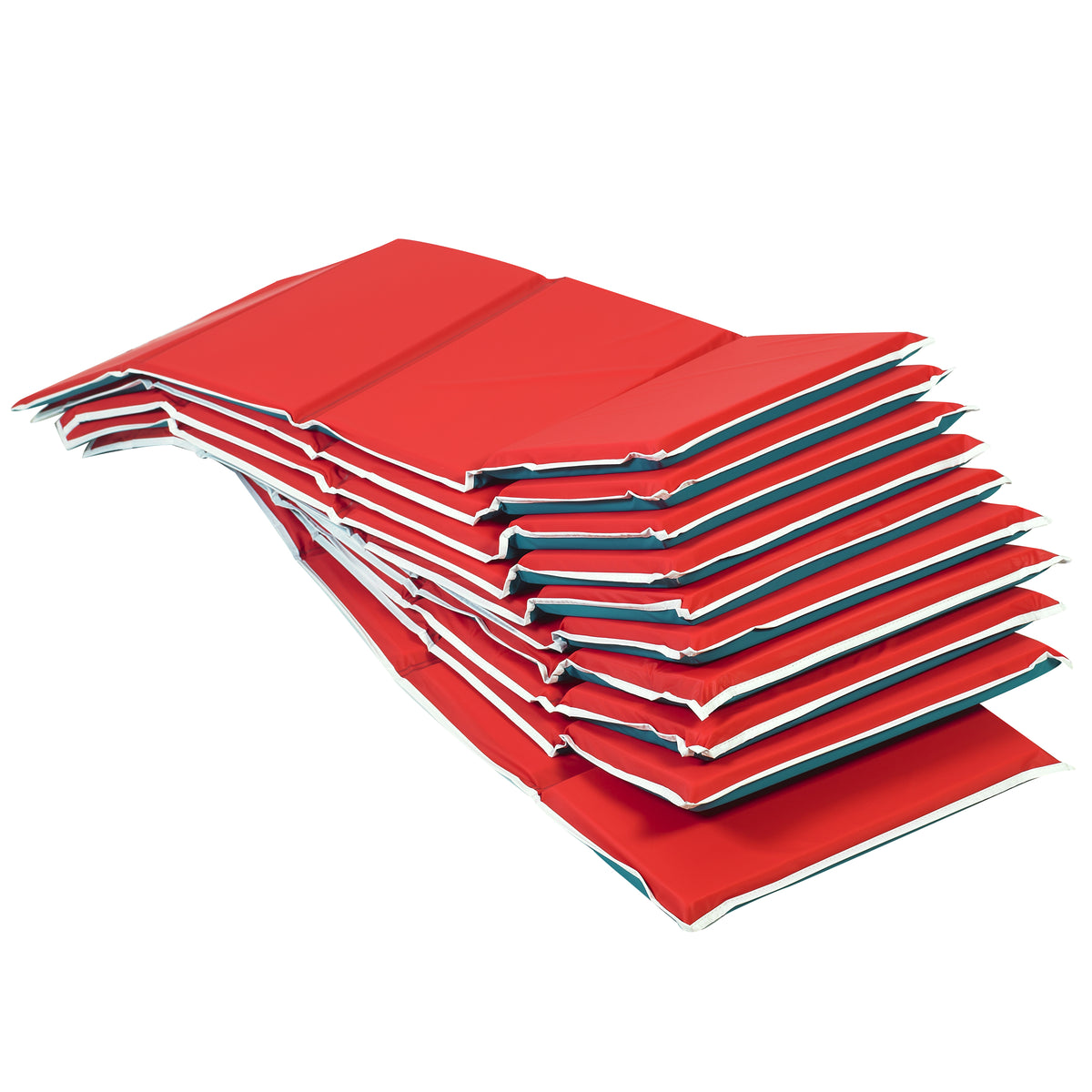 Folding Pillow Rest Mats, Set of 10 – Red/Green