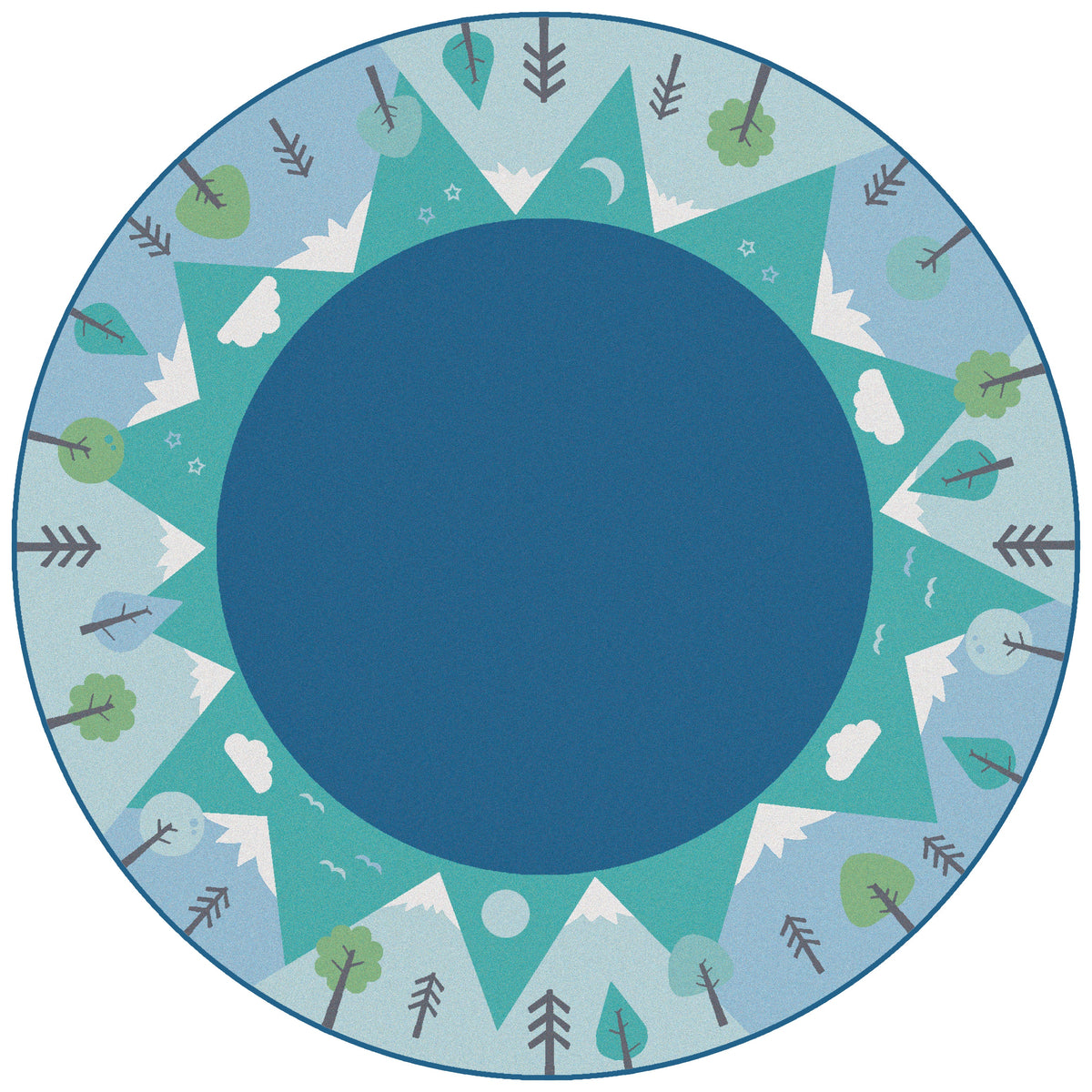 KIDSoft Tranquil Mountain Blue Classroom Rug