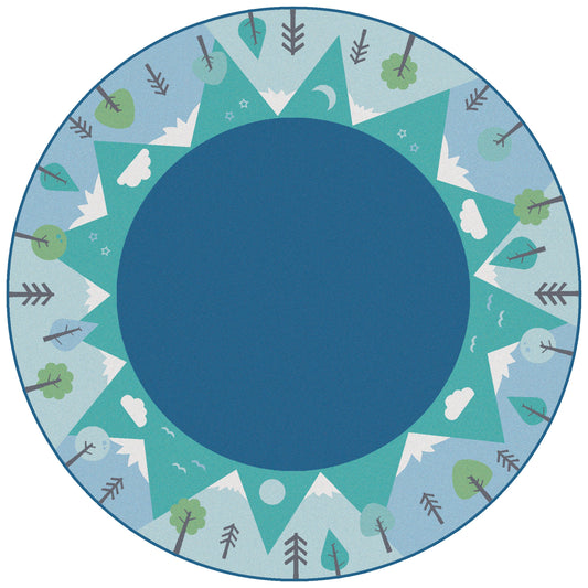 KIDSoft Tranquil Mountain Blue Classroom Rug