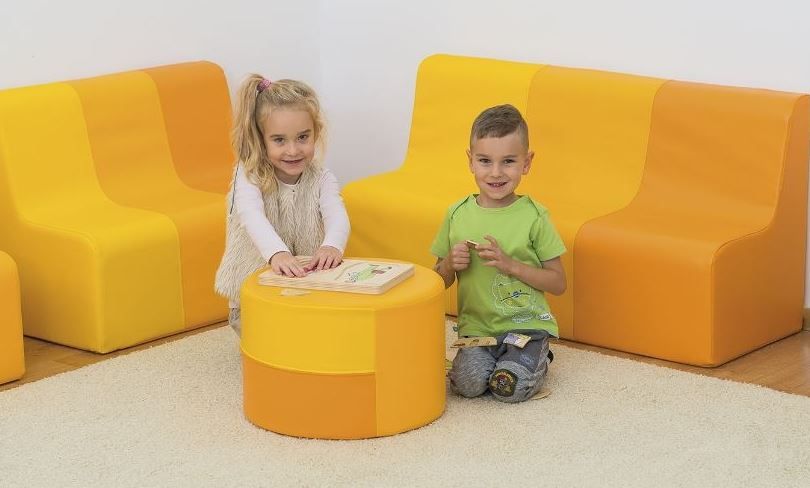 Yellow Sunny Foam Sofas & Table by NOVUM