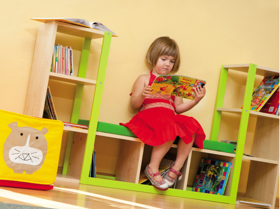 Bookcase with Cushioned Bench Seat by NOVUM