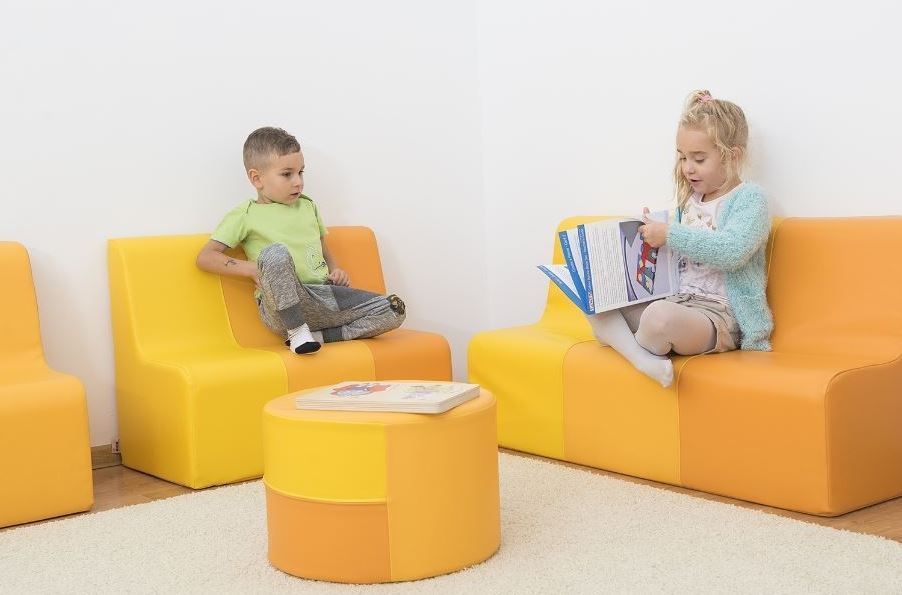 Yellow Sunny Foam Sofas & Table by NOVUM