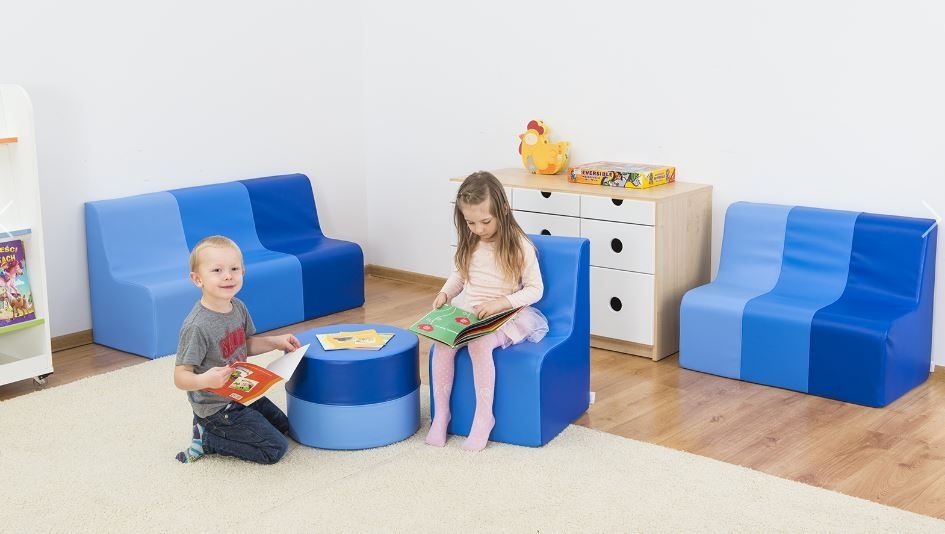 Blue Sunny Foam Sofas & Table by NOVUM
