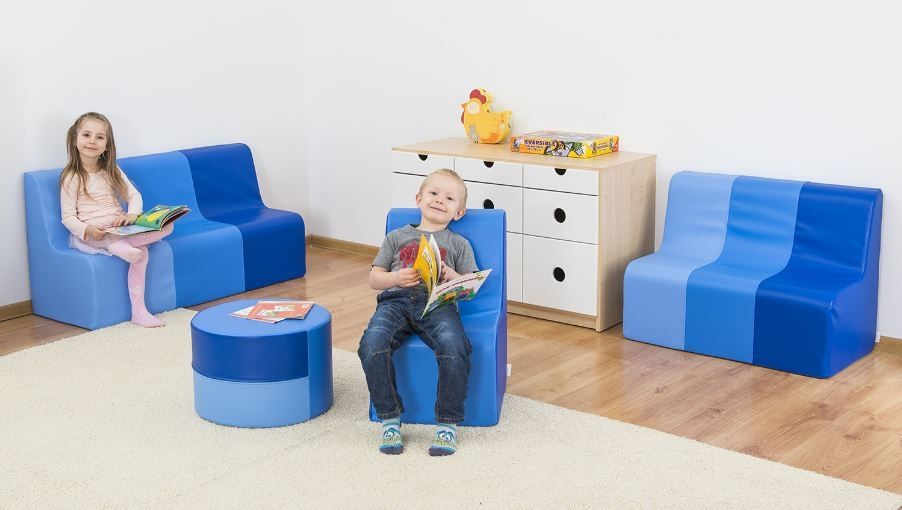 Blue Sunny Foam Sofas & Table by NOVUM