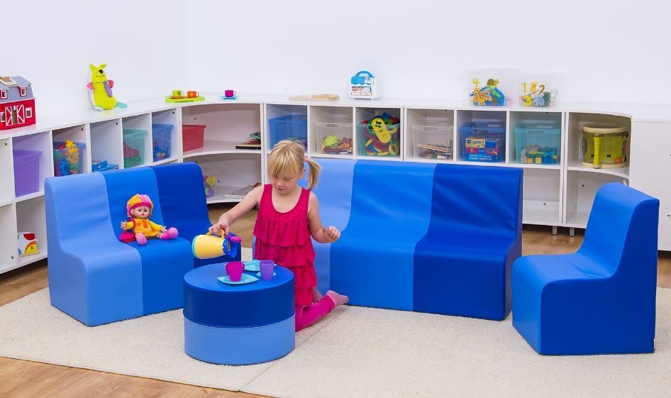 Blue Sunny Foam Sofas & Table by NOVUM