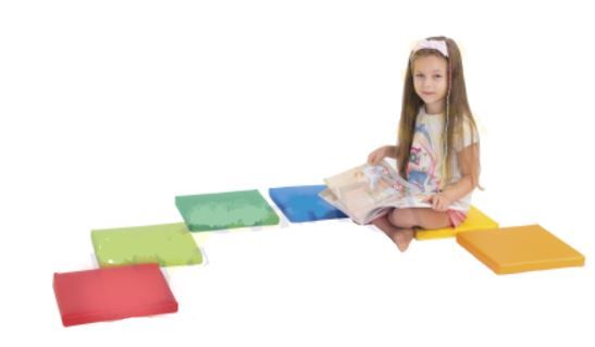 Low Rainbow Floor Pouf Set, 6 Pieces by NOVUM