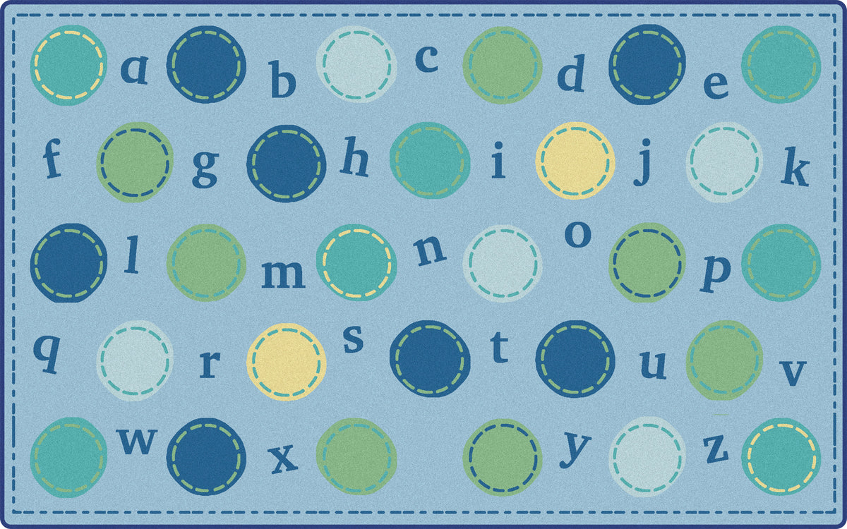 Alphabet Dots Tranquil Colors Classroom Rug