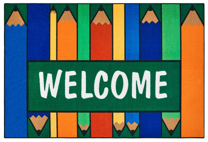 Colorful Pencils Welcome Classroom Rug