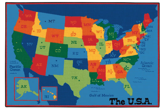 USA Map Classroom Rug