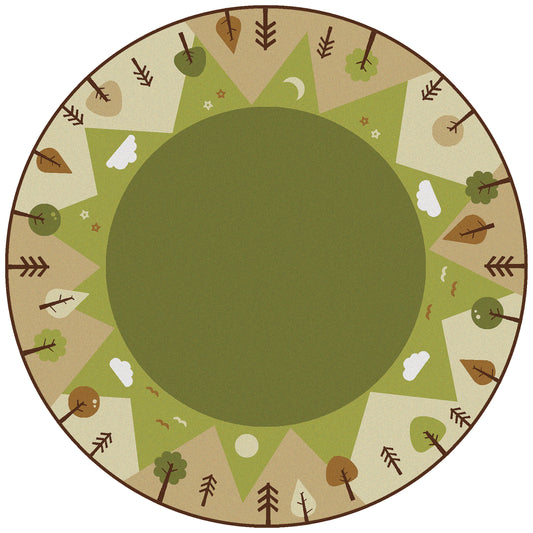 KIDSoft Tranquil Mountain Green Classroom Rug