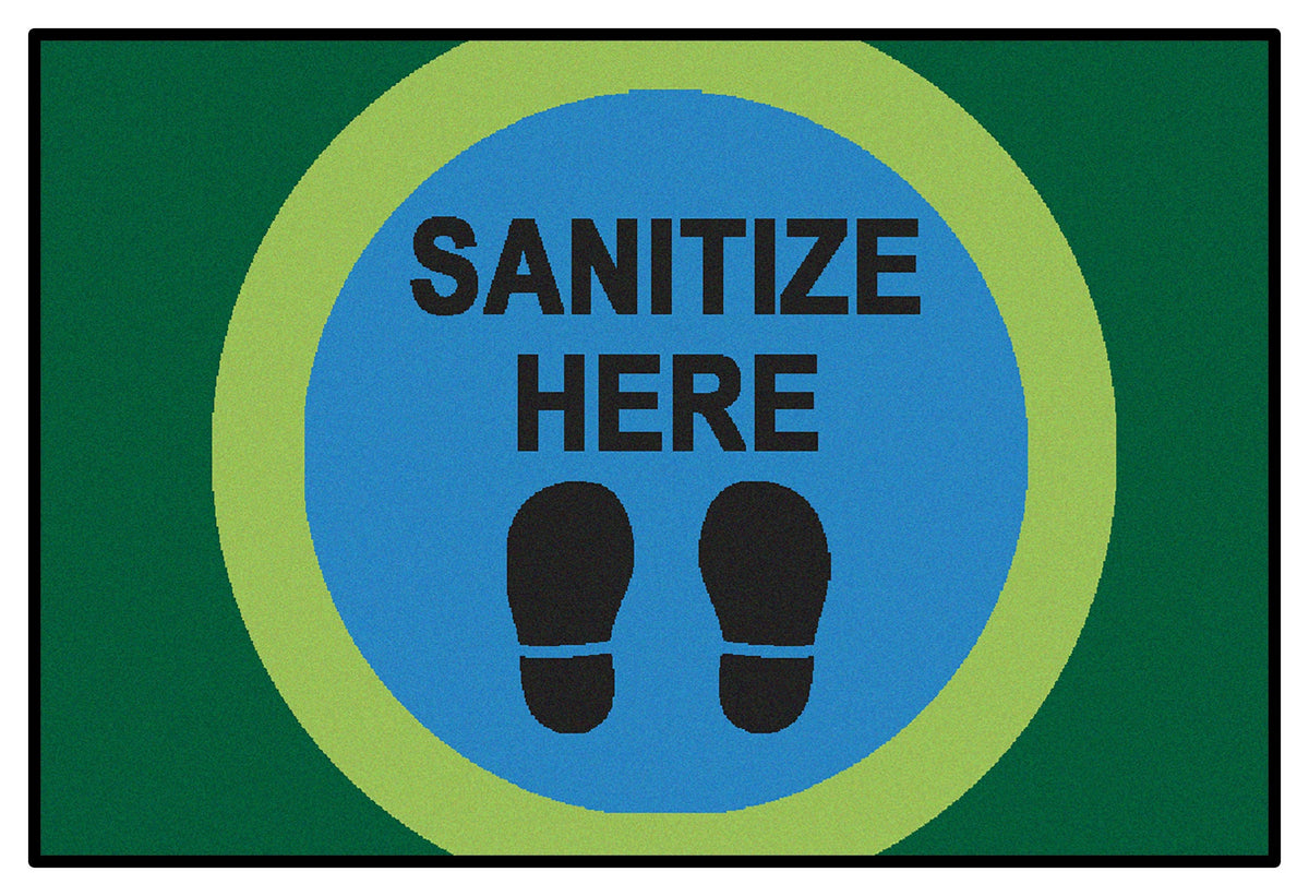 Sanitize Here Dot Mat Classroom Rug