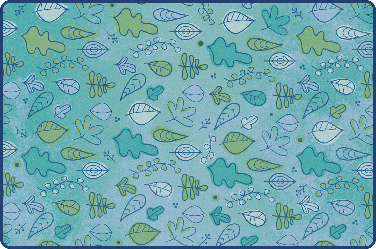 Falling Leaves Blue Classroom Rug