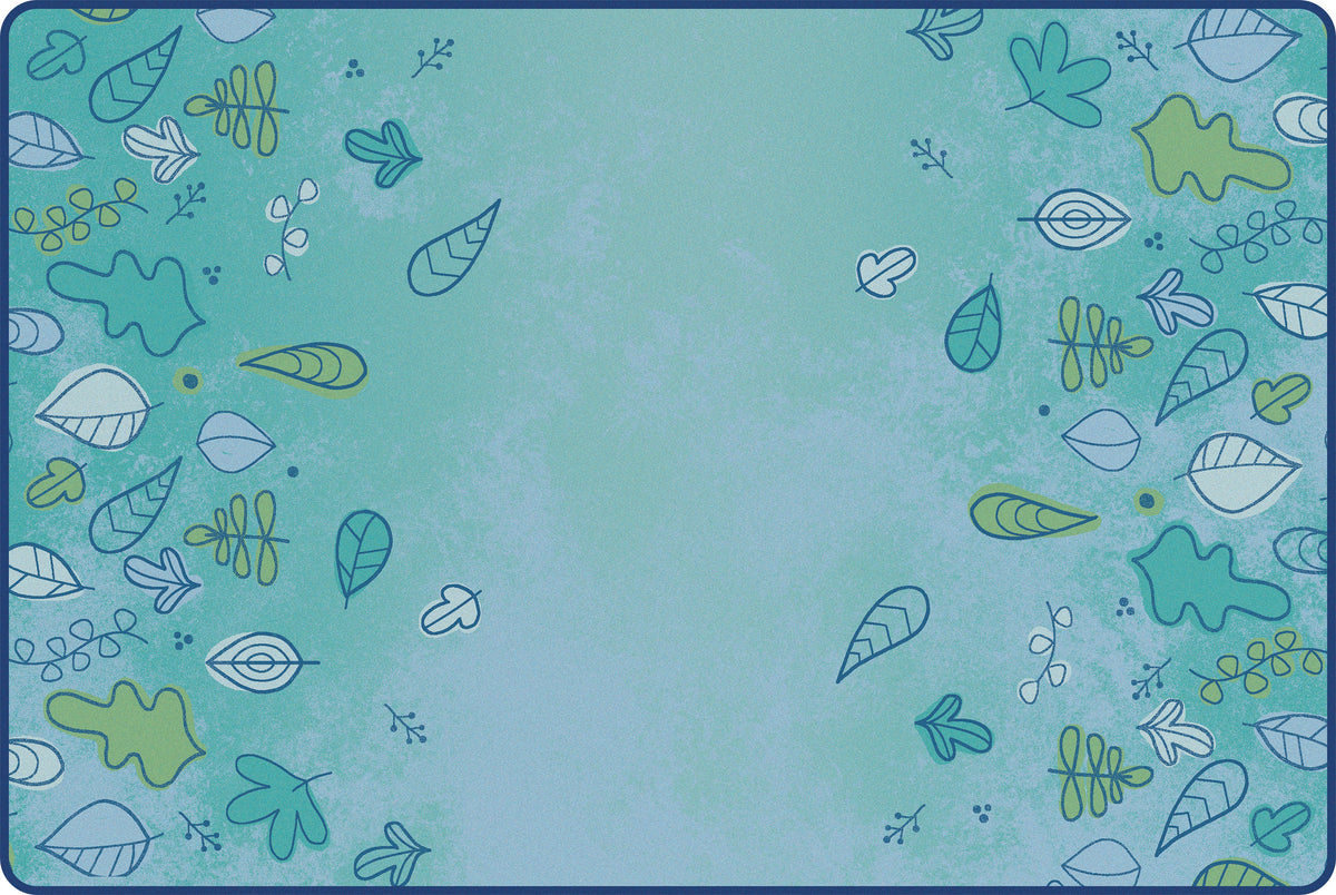 Falling Leaves Border Blue Classroom Rug