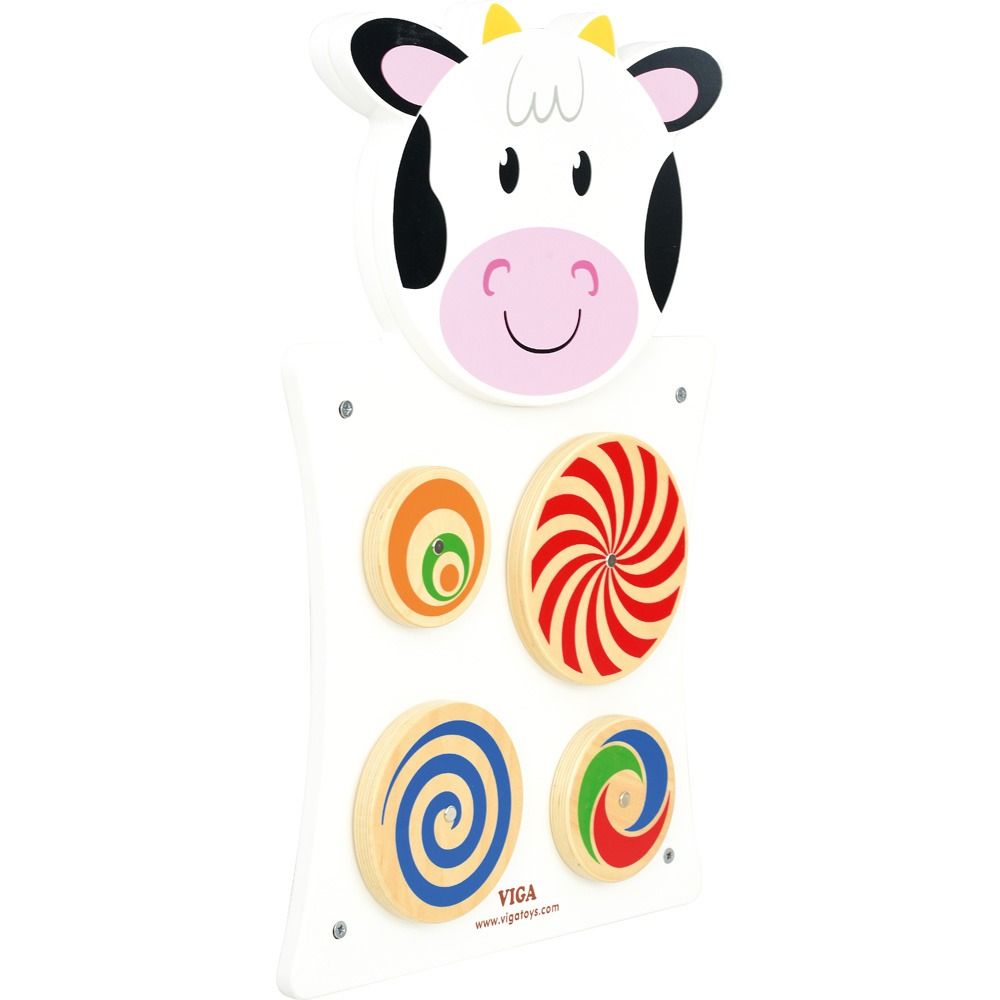 Cow Spinning Wheels Sensory Wall Panel by Moje Bambino