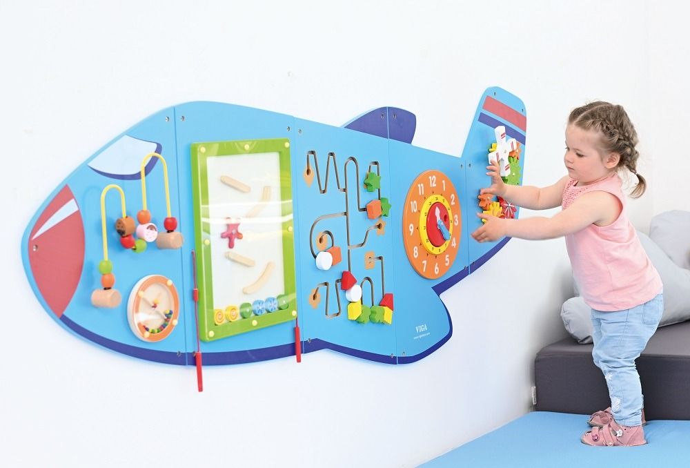 Airplane 6-Activity Sensory Wall Panel by Moje Bambino
