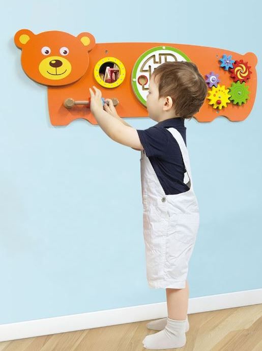 Happy Bear 4-Activity Sensory Wall Panel by Moje Bambino