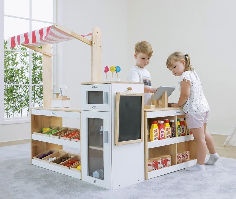 Play Market Fridge with Chalkboard by Moje Bambino
