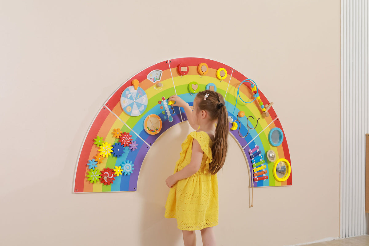 Rainbow 10-Activity Sensory Wall Panel by Moje Bambino