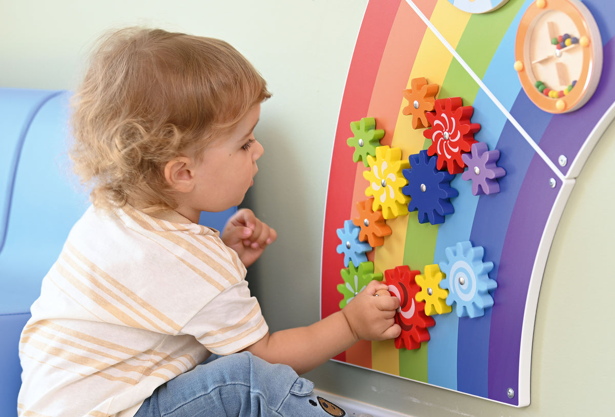 Rainbow 10-Activity Sensory Wall Panel by Moje Bambino