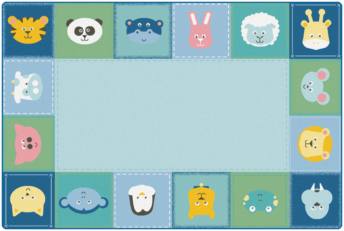 Baby Animals Border Tranquil Colors Classroom Rug