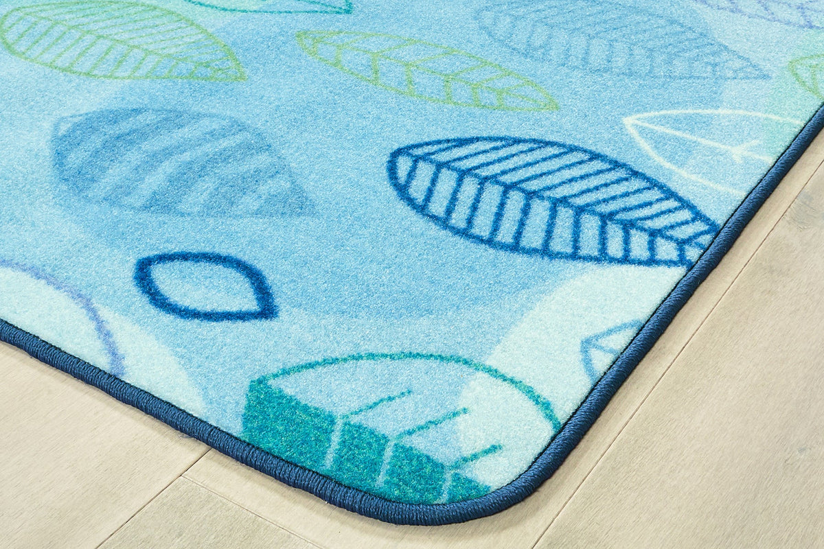 Peaceful Spaces Blue Leaf Classroom Rug, view 3