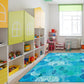 Peaceful Spaces Blue Leaf Classroom Rug, view 4