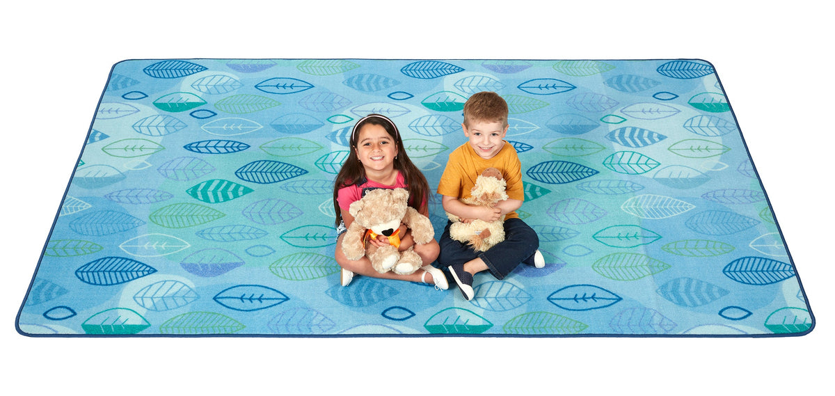 Peaceful Spaces Blue Leaf Classroom Rug, view 2
