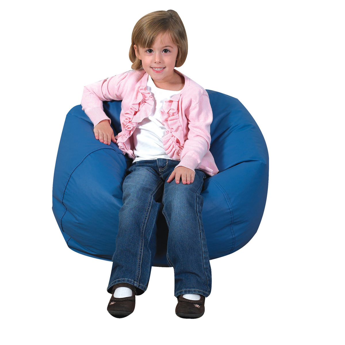 Round Bean Bag Chair for Classrooms, Deep Water Blue / 26"
