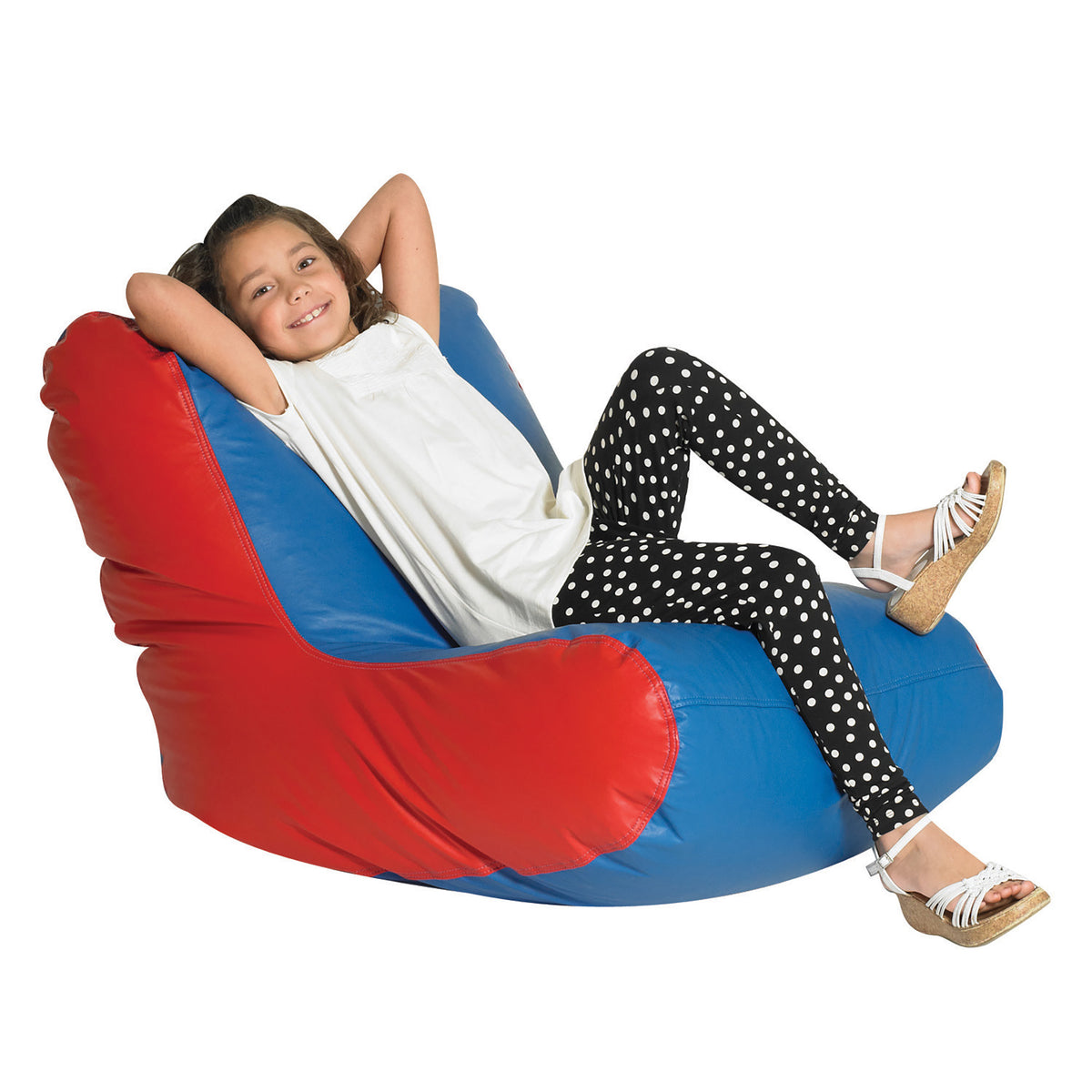 High Back Bean Bag Lounger – Blue/Red / School Age Single