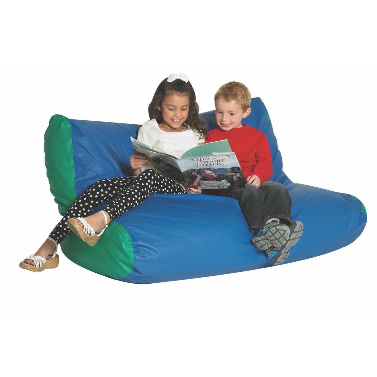 High Back Bean Bag Lounger – Blue/Green / School Age Double