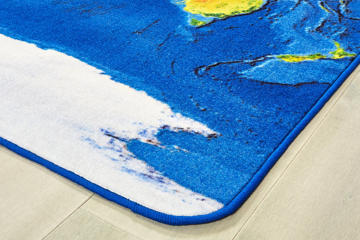 Photo Real Earth Map Classroom Rug, view 2