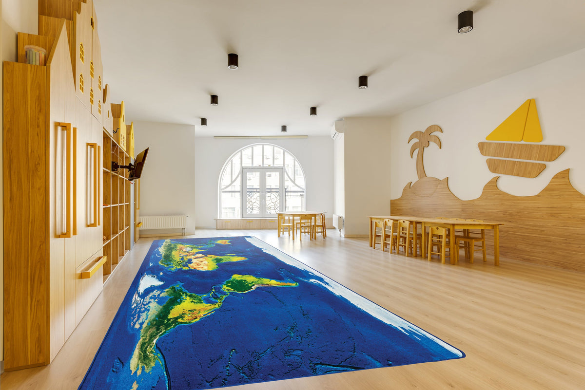 Photo Real Earth Map Classroom Rug, view 3