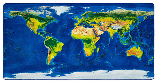 Photo Real Earth Map Classroom Rug