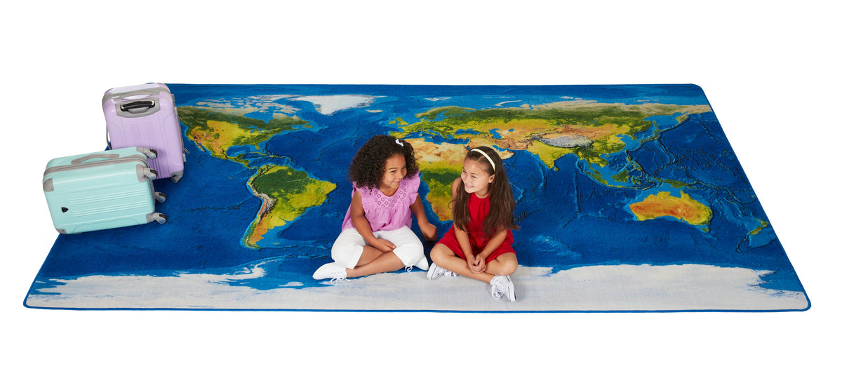 Photo Real Earth Map Classroom Rug, view 5