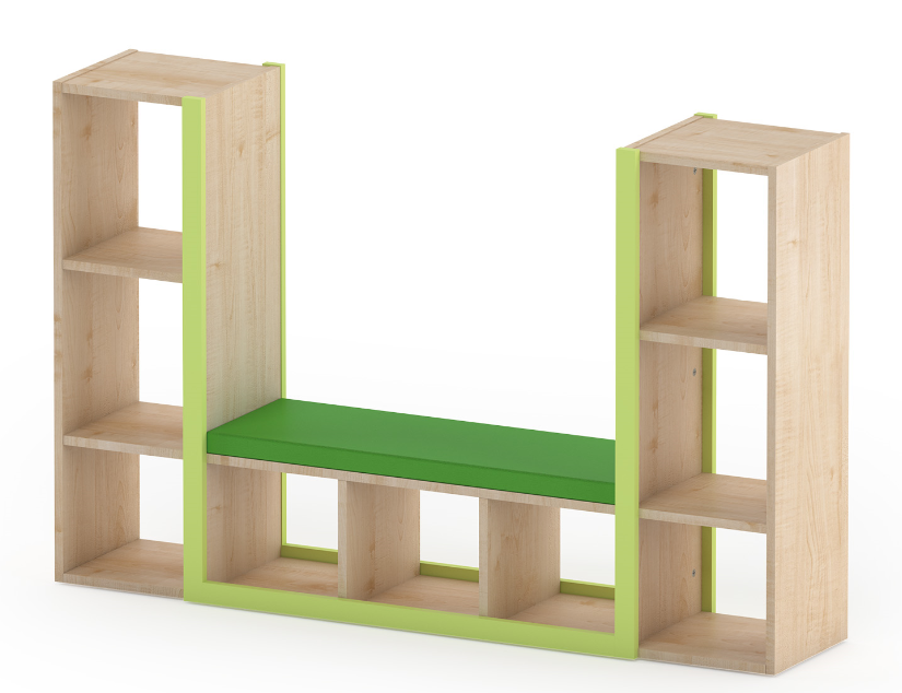 Bookcase with Cushioned Bench Seat by NOVUM