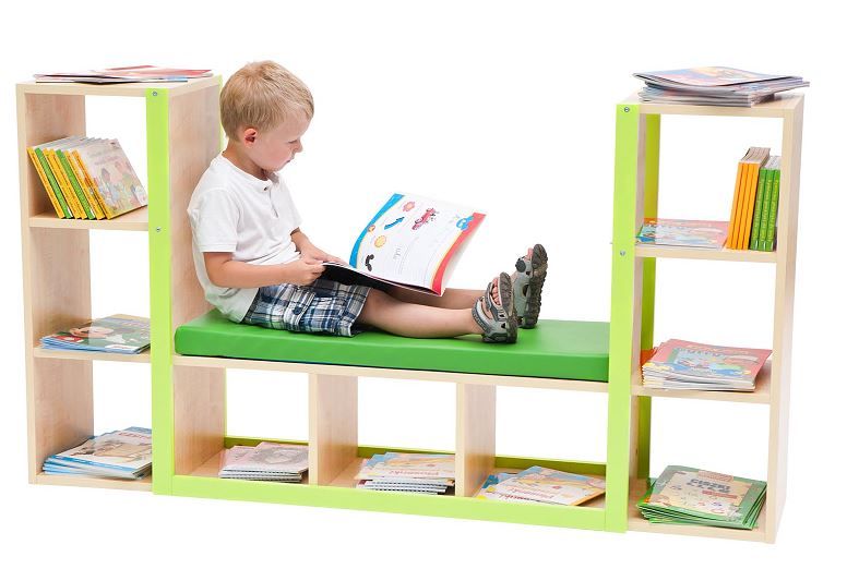 Bookcase with Cushioned Bench Seat by NOVUM