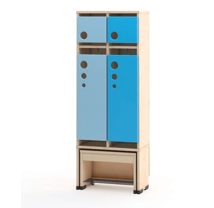 2-Cubby Cloakroom with Rolling Bench Seat by NOVUM