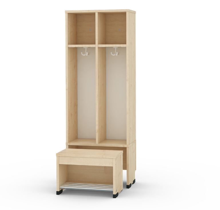 2-Cubby Cloakroom with Rolling Bench Seat by NOVUM