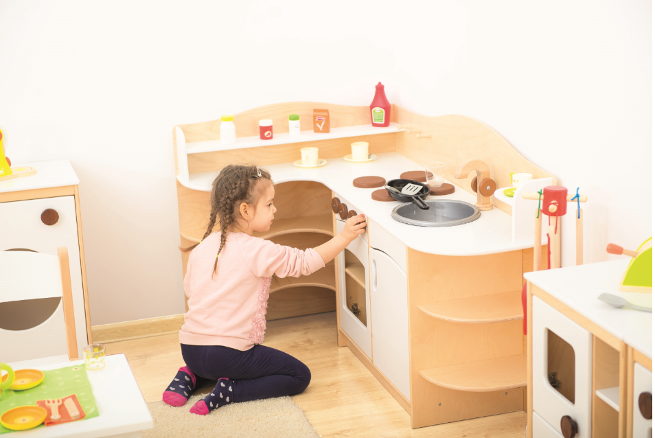 Corner Play Kitchen with Shelves by NOVUM